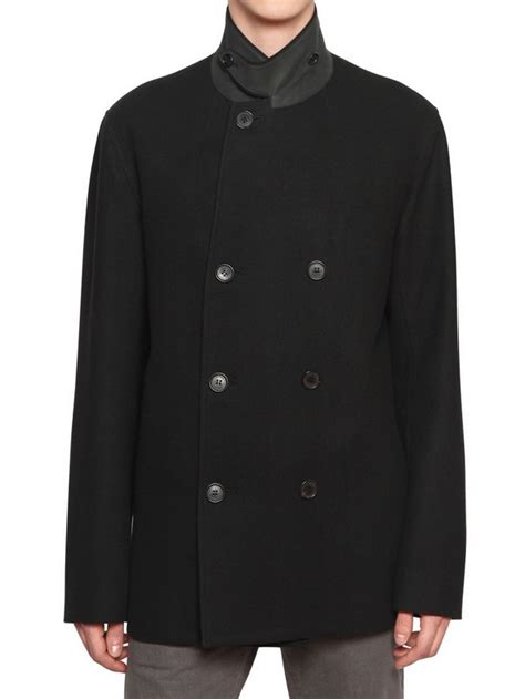 dior men's pea coat for sale|Dior leather jacket.